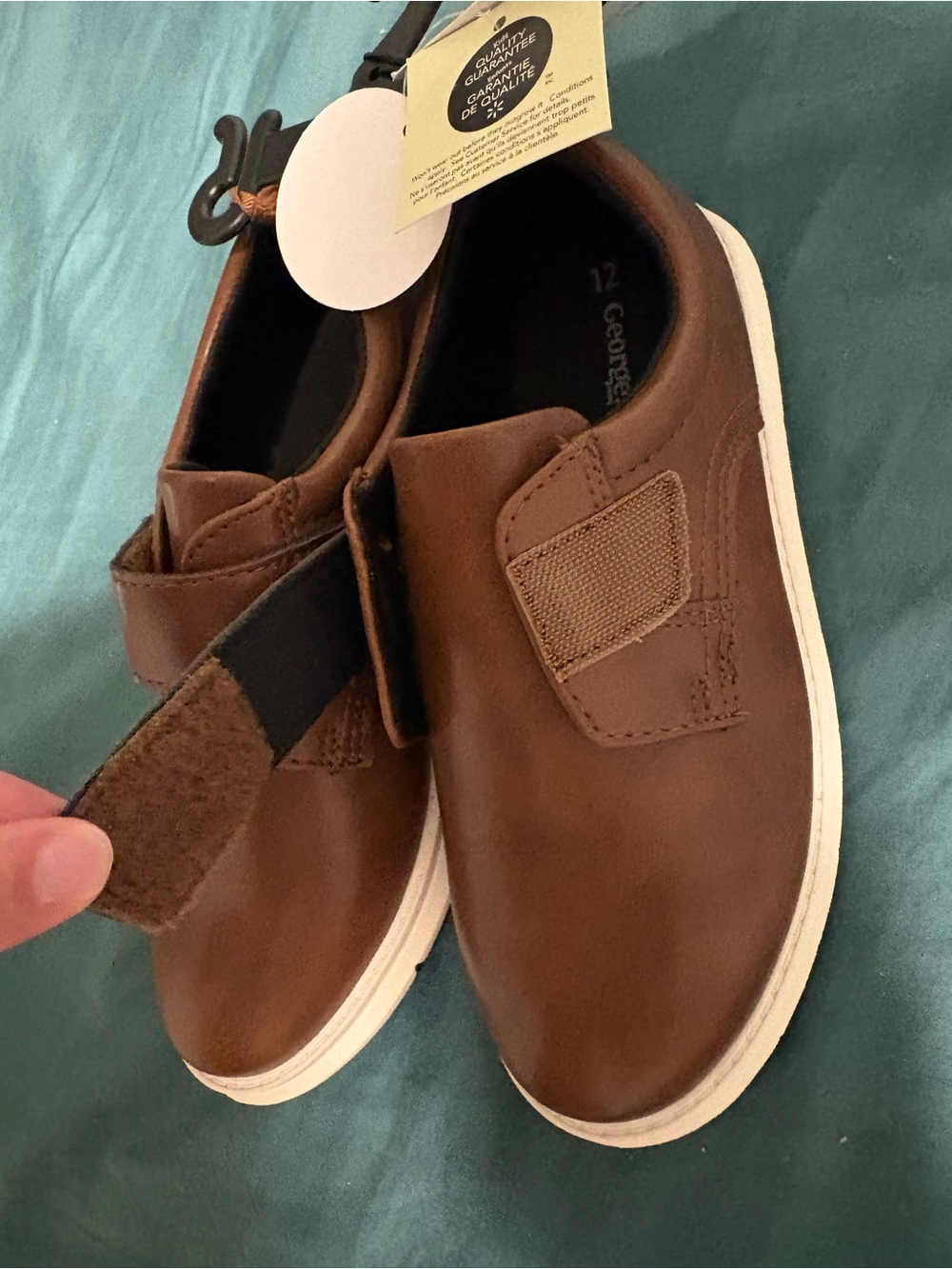 George Kids Tan/Brown Velcro Casual Dress Shoes - Size 12 - Picture 8 of 9